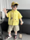 Boys' Summer Short-Sleeved Shirts 2025 New Trendy and Cool Kidsren's Korean Style Shirts, Stylish Boys' Summer Pure Cotton Tops