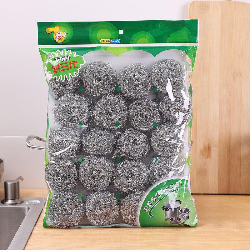 Steel wire ball not easy to fall silk Home Commercial large number 100 cleaning and rigid silk ball dishwashing kitchen iron wire brush pot cleaning ball-Taobao