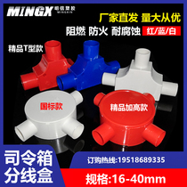 PVC surface-mounted cable box wire distribution box junction box household wire tube four-way three-way round 16 20 wire box 25