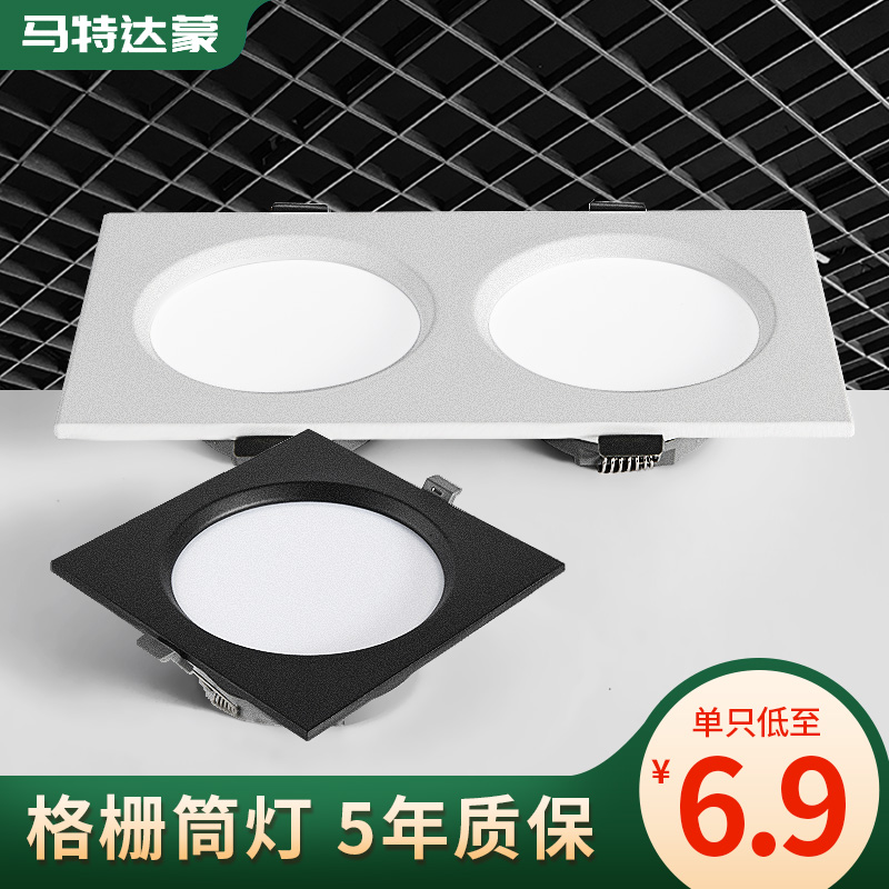 Led grid light cylinder light embedded mesh Grape Shelf Suspended Ceiling Special Bulleye Light Double Head Square Ceiling Projection Lamp