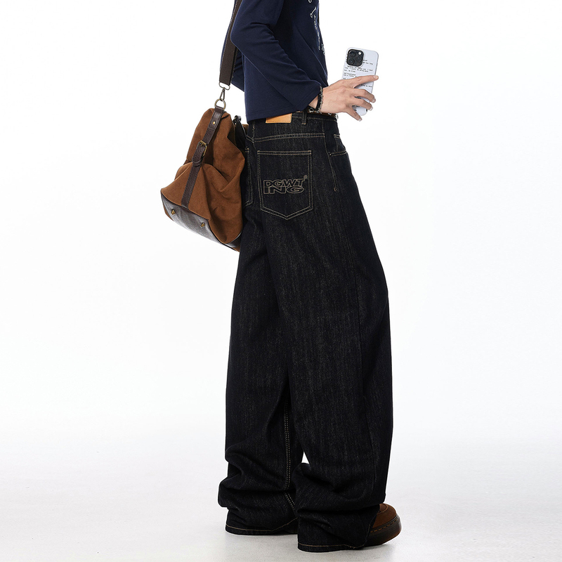 Bwka American-Style Embroidered Scimitar Jeans for Women and Men, Trendy Brand, Loose Fit, High-End Casual Pants, Straight-Leg Stacked Long Pants Bwka American-Style Embroidered Scimitar Jeans for Women and Men, Trendy Brand, Loose Fit, High-End Casual Pants, Straight-Leg Stacked Long Pants