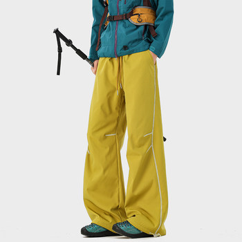 Color-Blocked Hasselblad Line Fleece-Lined Outdoor Pants for Women and Men, Winter Hiking and Mountaineering Sports Pants, Cold-Proof and Warm Ski Pants