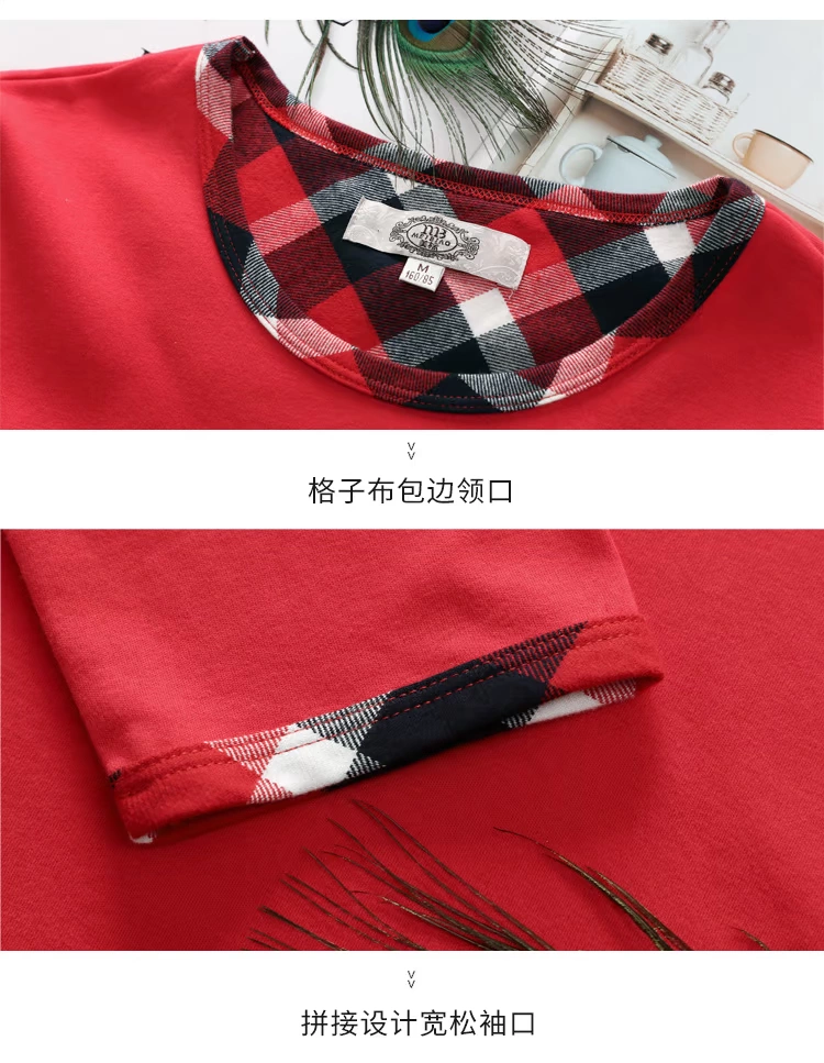 Bộ đồ ngủ cotton dài tay tiêu chuẩn Mỹ mới thiết lập cho phụ nữ mùa xuân và mùa thu cotton dễ thương hoạt hình có thể mặc quần áo gia đình mùa đông