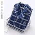 Mỹ tiêu chuẩn mới đồ ngủ quilted phụ nữ mùa thu và mùa đông bông dày ba lớp cotton kẻ sọc nhà dịch vụ phù hợp với nam giới