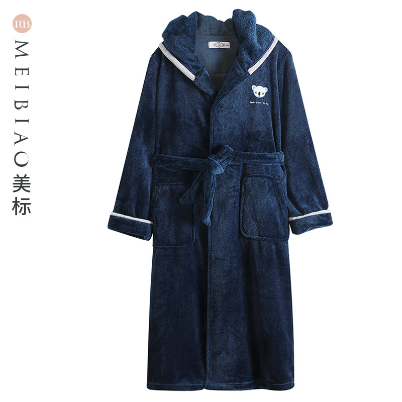 American Coral Suede Pajamas Suit Woman Autumn Winter Men's Gush Thickened Warm Cartoon Flannel Couple's Home Clothes