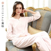 Tiêu chuẩn Mỹ mùa đông mới cotton dài tay phục vụ nhà cotton gợi cảm mùa xuân và mùa thu có thể mặc bộ đồ ngủ mỏng