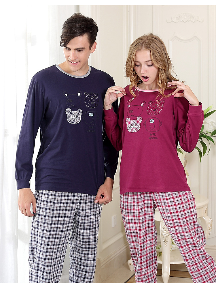 Bộ đồ ngủ cotton tiêu chuẩn Mỹ thiết kế mới cho nam giới mùa xuân và mùa thu có thể mặc đồ cotton đôi mùa đông đồ bộ thể thao