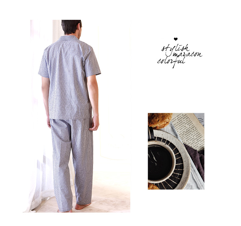 Bộ đồ ngủ cotton ngắn tay đôi tiêu chuẩn mới của Mỹ phù hợp với nam và nữ mùa xuân hè có thể được mặc bên ngoài dịch vụ nhà lưới đồ bộ thun lạnh
