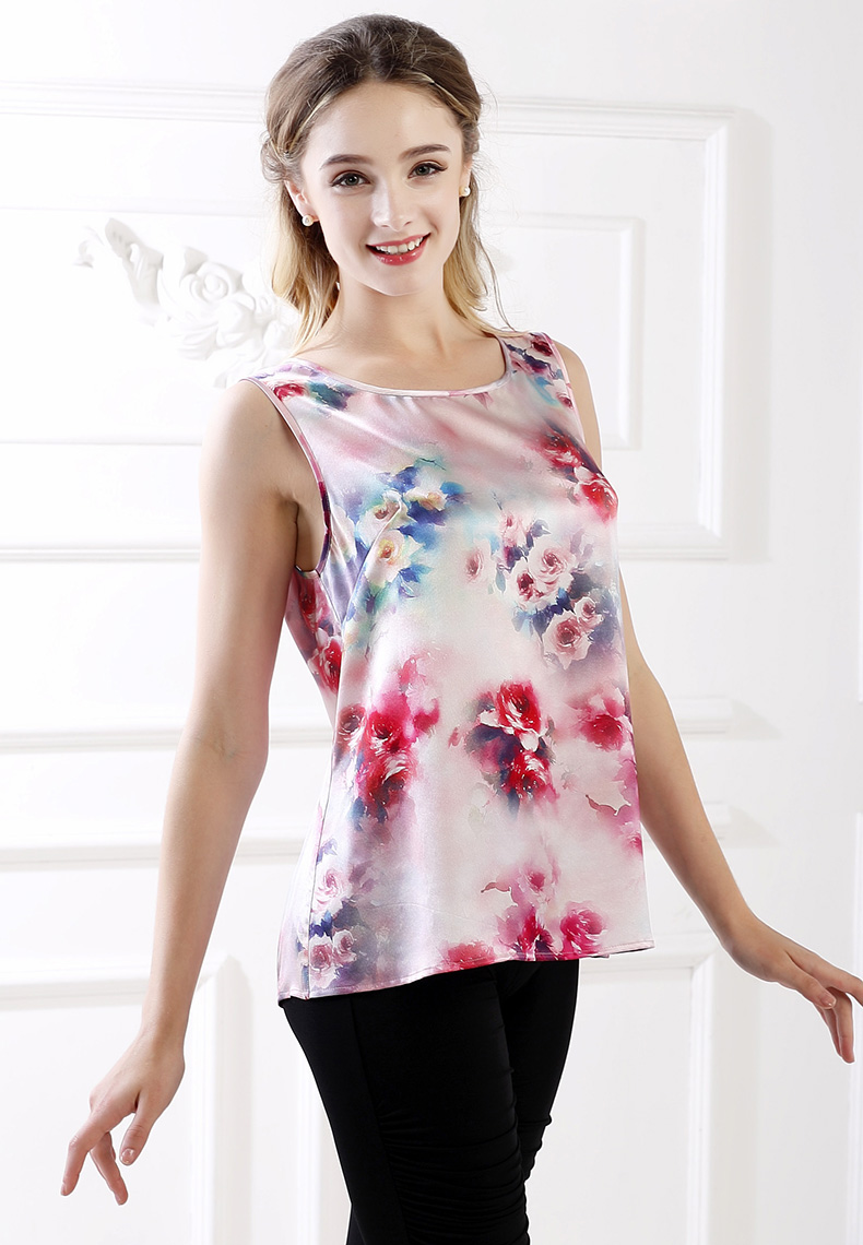 Tiêu chuẩn Mỹ 2018 phụ nữ mới mùa hè lụa vest đồ lót lụa lụa không tay lỏng lẻo có thể được đeo bên ngoài đồ ngủ nhà dịch vụ bộ mặc nhà