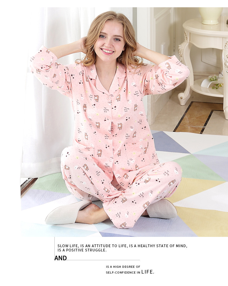 Cặp vợ chồng tiêu chuẩn Mỹ mùa xuân và mùa thu nam và nữ mùa đông cotton dễ thương hoạt hình dài tay bộ đồ ngủ cotton hai mảnh đồ ngủ phim hoạt hình