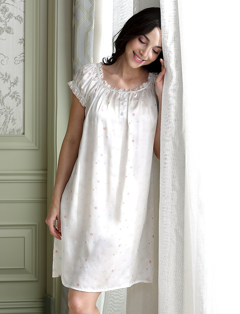 Tiêu chuẩn mỹ đồ ngủ lụa phụ nữ mùa hè lụa nặng lụa nightdress băng lụa sexy phụ nữ mang thai dịch vụ nhà có thể được đeo