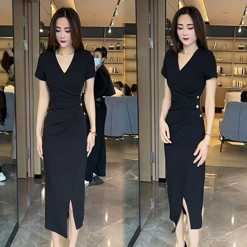 French Hepburn Style Black Sexy Dress 2025 New Women's Summer Irregular Design Waist-Cinching Bodycon Dress French Hepburn Style Black Sexy Dress 2025 New Women's Summer Irregular Design Waist-Cinching Bodycon Dress