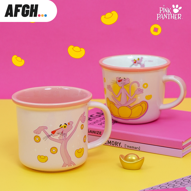 Afgh Genuine Pink Panther Merchandise New Year's Leopard Fortune Series Mug Cute Sweet High-Value Water Cup Ceramic Cup