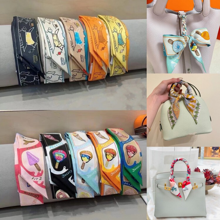 Suitable for Hermès Bags, Silk Scarves, Accessories, 24 New Twill Silk Bag Straps Suitable for Hermès Bags, Silk Scarves, Accessories, 24 New Twill Silk Bag Straps