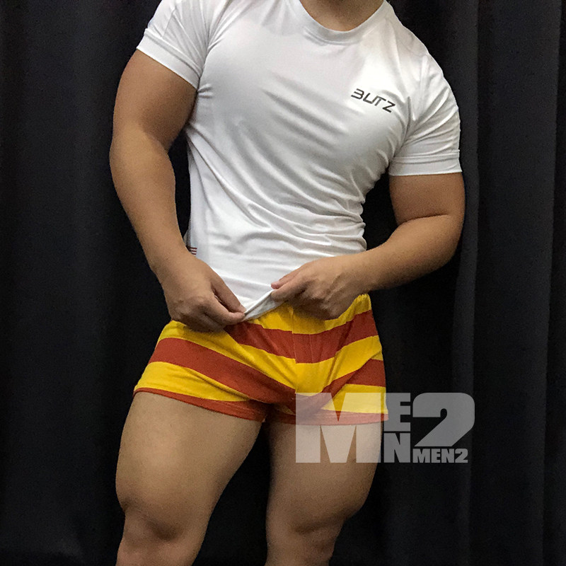 Men's Mid Waist Band Lining Comfort Striped Cotton Shorts Casual Summer Arro Pants Elastic Home Pants