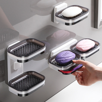 Soap Box Suction Cup Wall-mounted Creative Drain Rack Domestic Double G Toilet Double Room Bathroom free Perforated Soap Rack