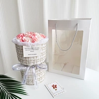 Белая рисунок розовая роза (11) Подарочные пакеты с открытием карты карты+бесплатный ремень фонаря