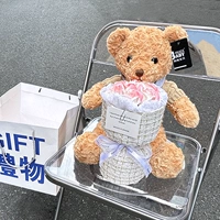 Розовая открытка, светодиодная лента, с медвежатами, 50см