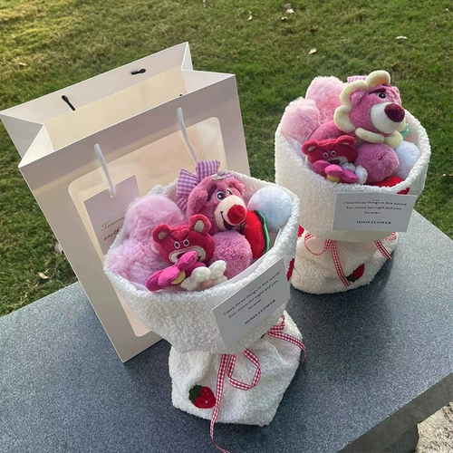 Кукла для друга, с медвежатами, букет, подарок на день рождения