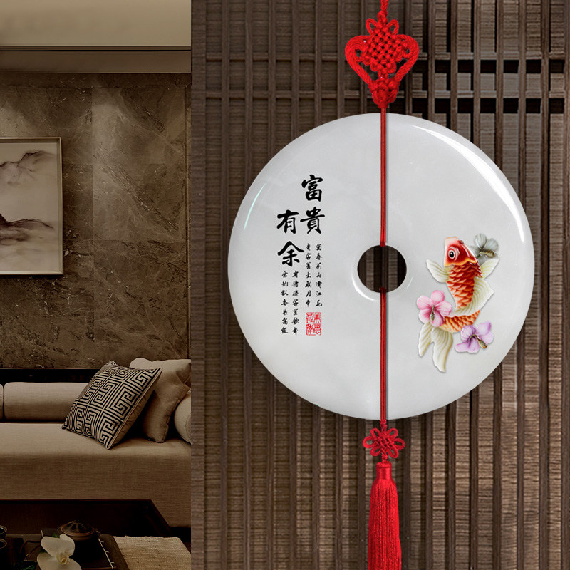 New Chinese Wall Wall Decoration Hanging room Xuanguan wall hanging decoration jade Ping An buckle Background wall wall-hanging