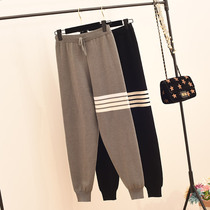 New grey sports pants casual pants black Harun woman slim 100 lap high waist loose bunches