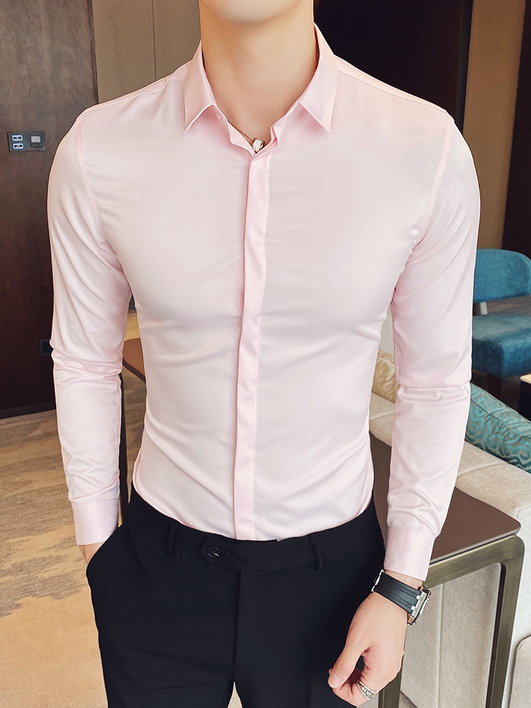 Casual shirt men's long-sleeved Korean style trendy handsome high-end business formal wear non-ironing slim high-end men's shirt