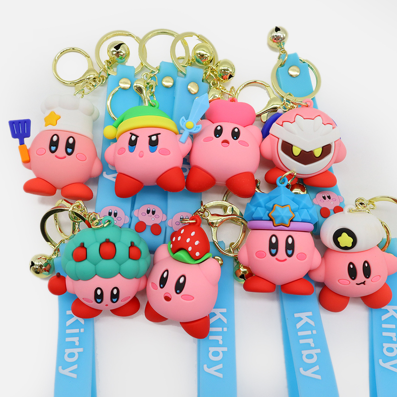 Kirby Doll Keychain Japanese Cute Cartoon Adorable Pendant Car Kirby Chef Charm