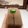 Jasper K gold cabochon ring, 18K gold and exquisitely inlaid with South African real diamonds, spinach green color