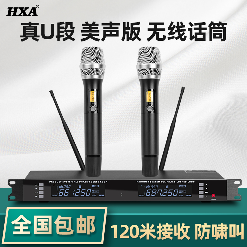 HXA Wireless Microphone One Drag Two Section Professional Handheld Household Singing KTV Special Meeting Room FM Microphone