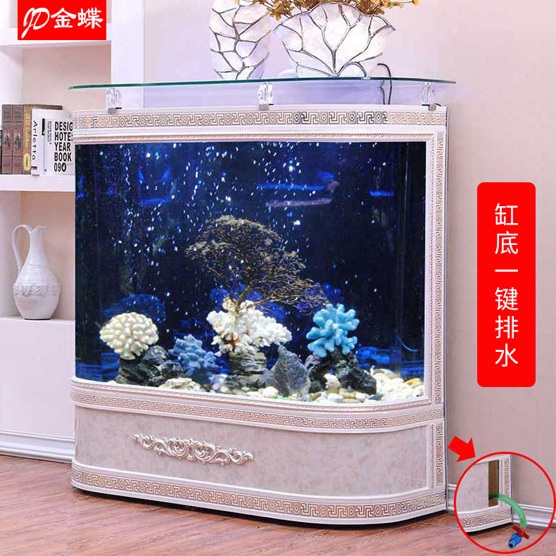 Fish tank aquarium round living room simple modern European medium and large glass back filter bottom filter free water change customization