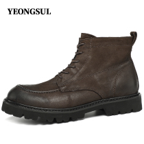 Soft leather 6 hole Martin boots mens tooling boots all-match leather old casual high-top leather boots thick bottom motorcycle boots men