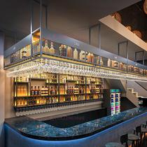 Wine rack bar ceiling rack hanging cabinet iron red wine goblet upside down hanging wine cabinet restaurant bar hanging storage rack