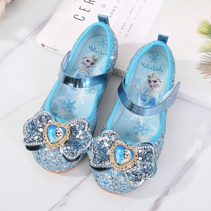 Sky Blue & Blue2020 spring new pattern girl Princess shoes children Frozen Aisha shoes girl soft sole fashion Crystal shoes