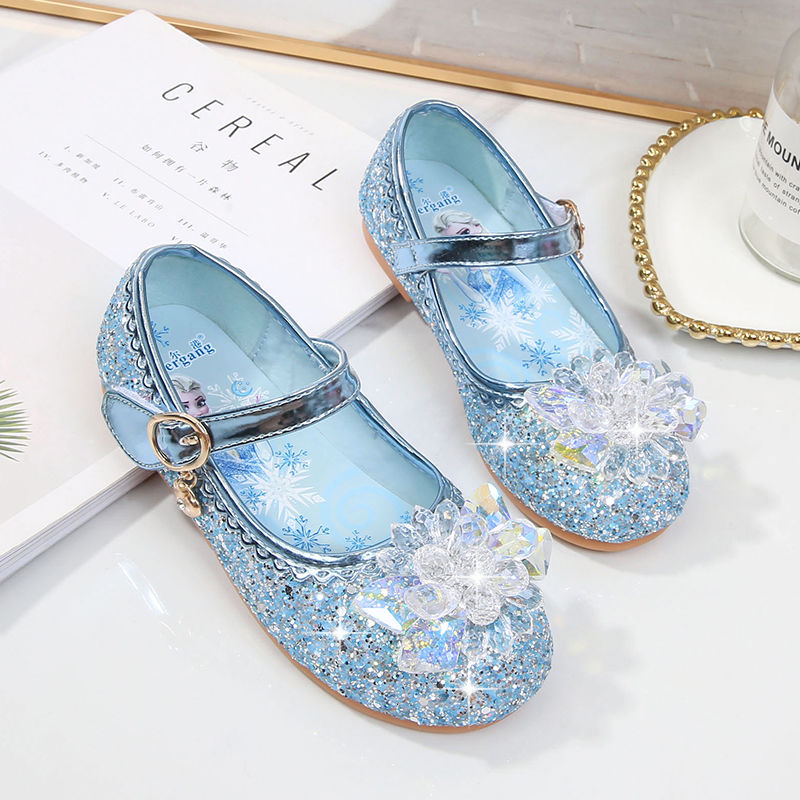 Blue & Flat2020 spring new pattern girl Princess shoes children Frozen Aisha shoes girl soft sole fashion Crystal shoes