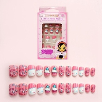 Children's Nail Patch 2021 New Children's Fake 24 Nail Art Finished Nail Gel Net Red Jewelry Wearable