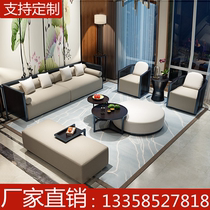 New Chinese-style solid wood Zen sofa combination modern log simple homestay hotel villa model room club house customization
