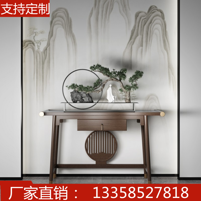 New Chinese style Zen porch table against the wall porch table for table solid wood strip case modern minimalist light luxury incense case side view table