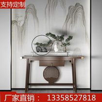 The new Chinese Zen entrance table is against the wall of the entrance table for the table solid wood strip case modern simple light luxury incense case end view platform