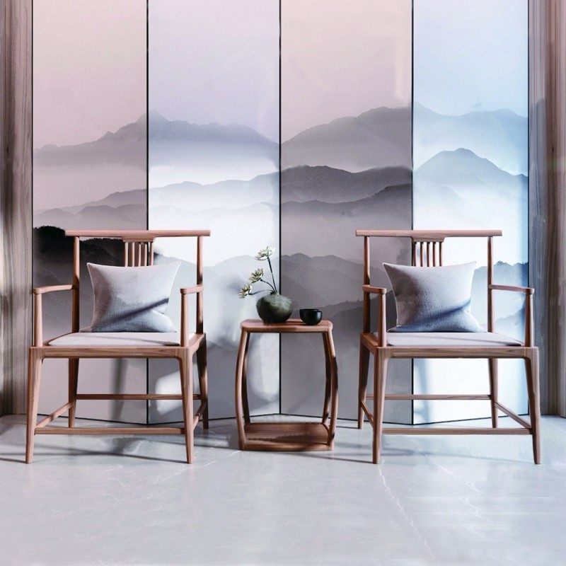 New Chinese three-piece ring chair solid wood Zen leisure chair teahouse club reception chair nostalgic Taishi chair surround chair