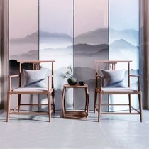 New Chinese three-piece snare chair solid wood Zen leisure chair tea house reception chair nostalgic Taishi chair around the chair