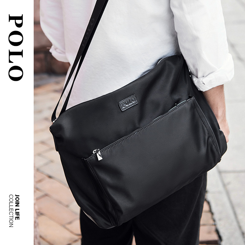 POLO Messenger Bag Men's Bag Horizontal Casual One Shoulder Nylon Canvas Large Capacity Oxford Lightweight Men's Messenger Bag