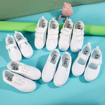 Childrens white shoes 3-12 years old kindergarten 4 sports dance shoes 5 white sneakers 6 boys and girls 7 students 8 white cloth shoes 9