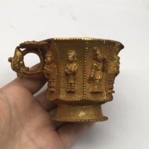 Antiques and miscellaneous collections gilt copper Eight Immortals cups wine cups teacups home decoration crafts copper ornaments