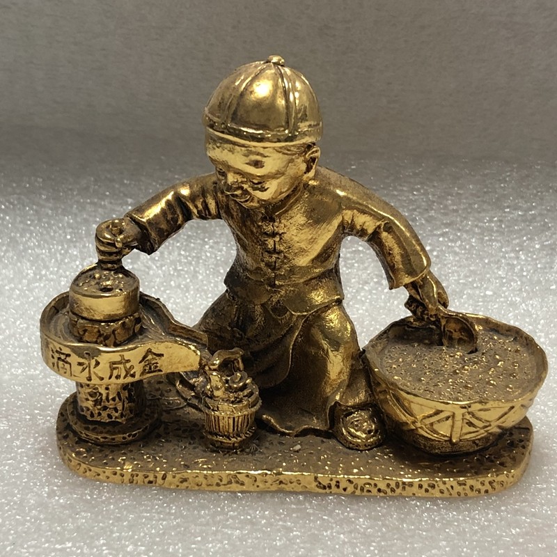 Ancient Play Miscellaneous Bronze Ware Drip Into Golden Boy Grinding Pendulum Pieces Retro Solid Graphite Craftsmanship Pendulum handlebar pieces