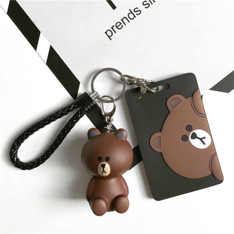 Bus Card Protective Sheath Cartoon Cute Student Meal Card Campus Access Control Silicone Subway Door Card Cover Key Button Girl