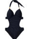 Black Sexy Backless Halter Neck Small Bust Push-Up One-Piece Swimsuit for Women, Tummy Control, Waist-Cinching Triangle Bikini for Beach