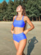 Blue Double-Strap Triangle Bikini Swimsuit That Covers the Side Breasts, Sexy Bikini for Women, Surfing Vacation, Wire-Free Swimwear