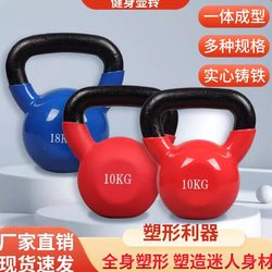 Solid Cast Iron Kettlebell for Women's Fitness, Home Use, Men's Plastic-Coated Frosted Non-Slip Dumbbell, Body Shaping and Weight Loss Fitness Equipment