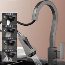 Splash-proof faucet kitchen sink faucet pull-out hot and cold vegetable basin rotatable universal nozzle