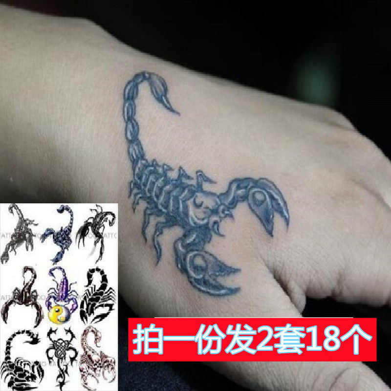 Tiger mouth scorpion tattoo stickers waterproof lasting simulation personality scorpion tattoo men and women arm flower arm chest tattoo stickers